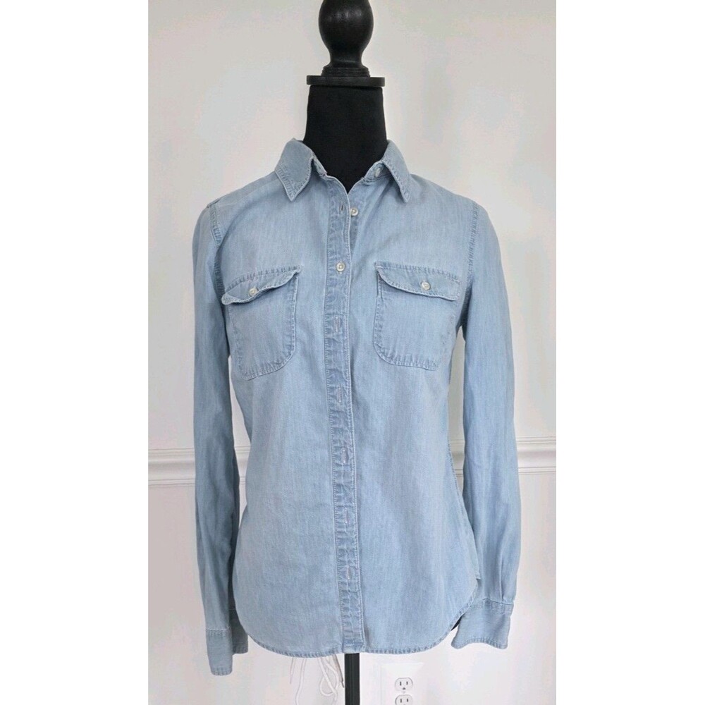Merona Women's Blue Long Sleeve Denim Shirt Size S/P